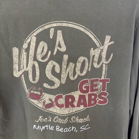 Joe’s Crab Shack “GOT CRABS” Olive Long Sleeve Tee! Vintage - Picture 2 of 2